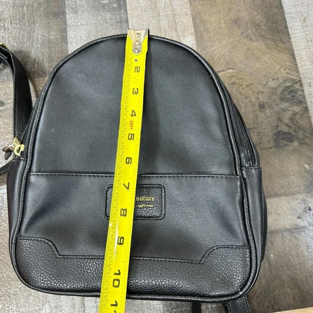 Black Faux Leather Designer Mini Backpack Juicy Couture‎